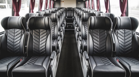 50 passenger charter bus inside santa clara