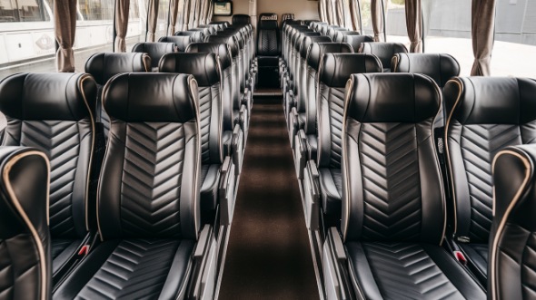 55 passenger charter bus inside santa clara